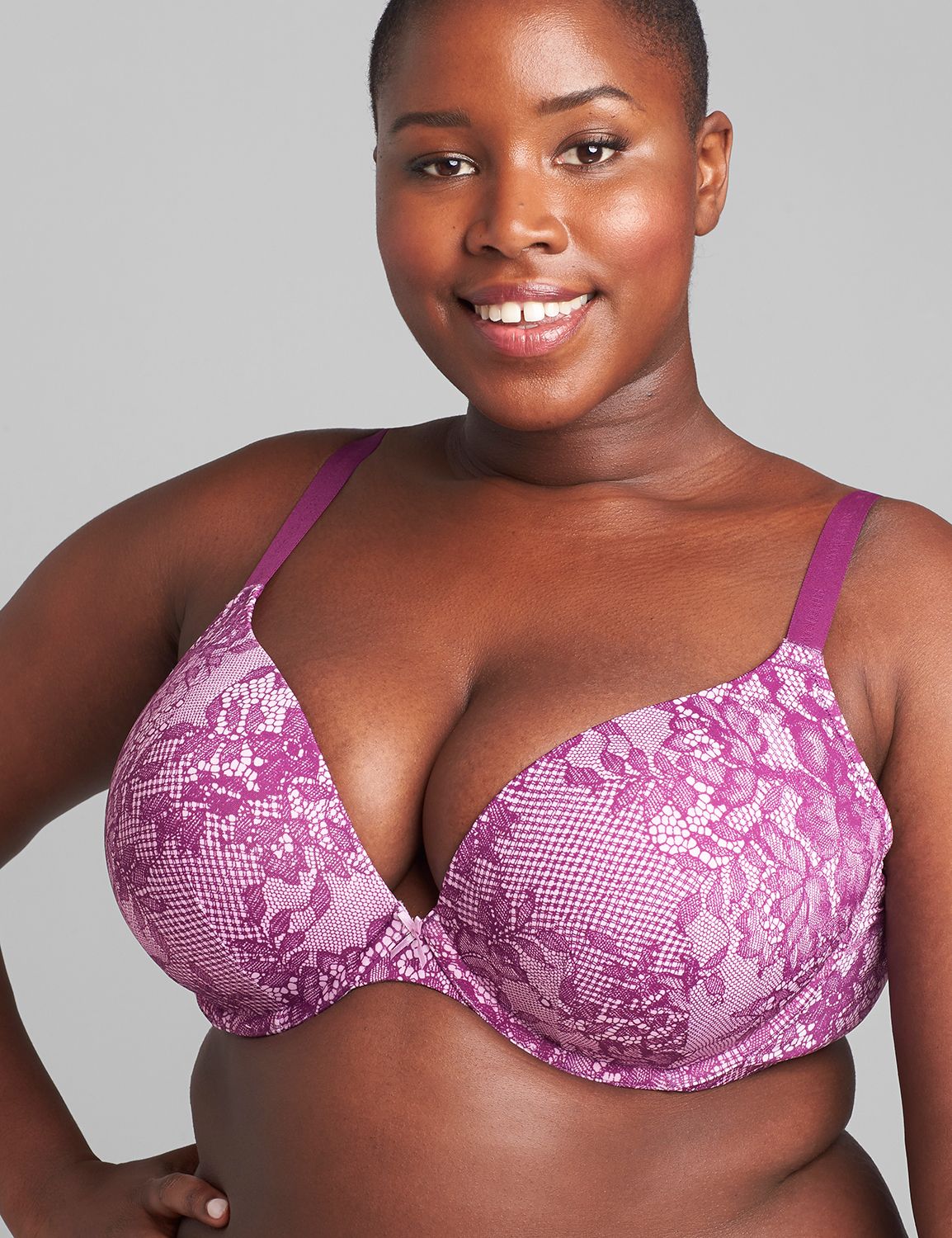 So Light Boost Plunge Print 1118927:Chantilly