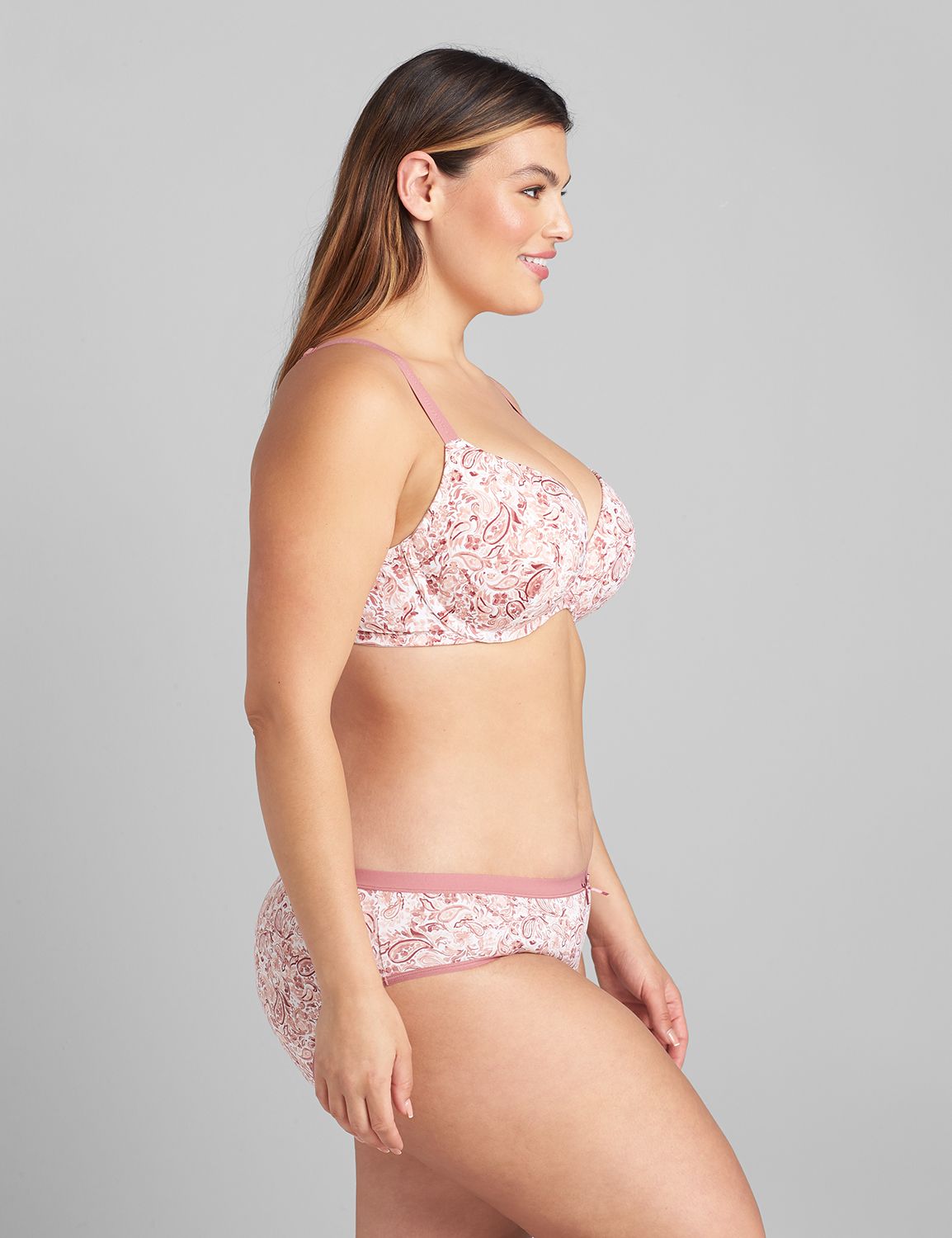 So Light Boost Plunge Print 1118927:Timid Paisley_MesaRose_CF21104:40DDD Product Image 4