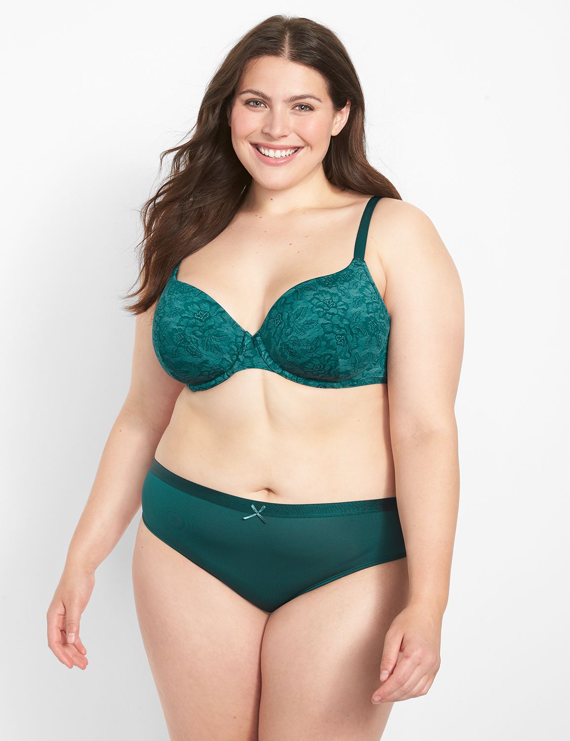 Cacique Lane Bryant Green Floral Lightly Lined T-Shirt No Wire Bra Size  42DDD - $25 - From TheCozy