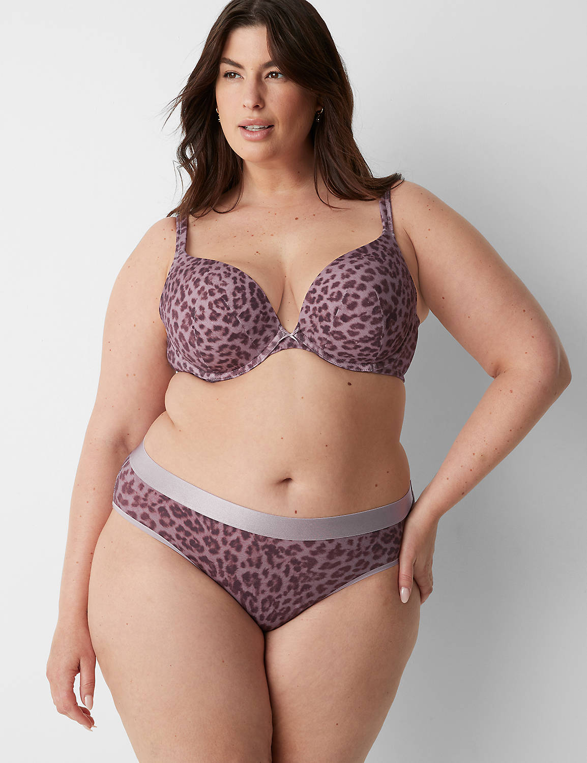 lane bryant cotton hipster panty with wide waistband 14/16 leopard elderberry