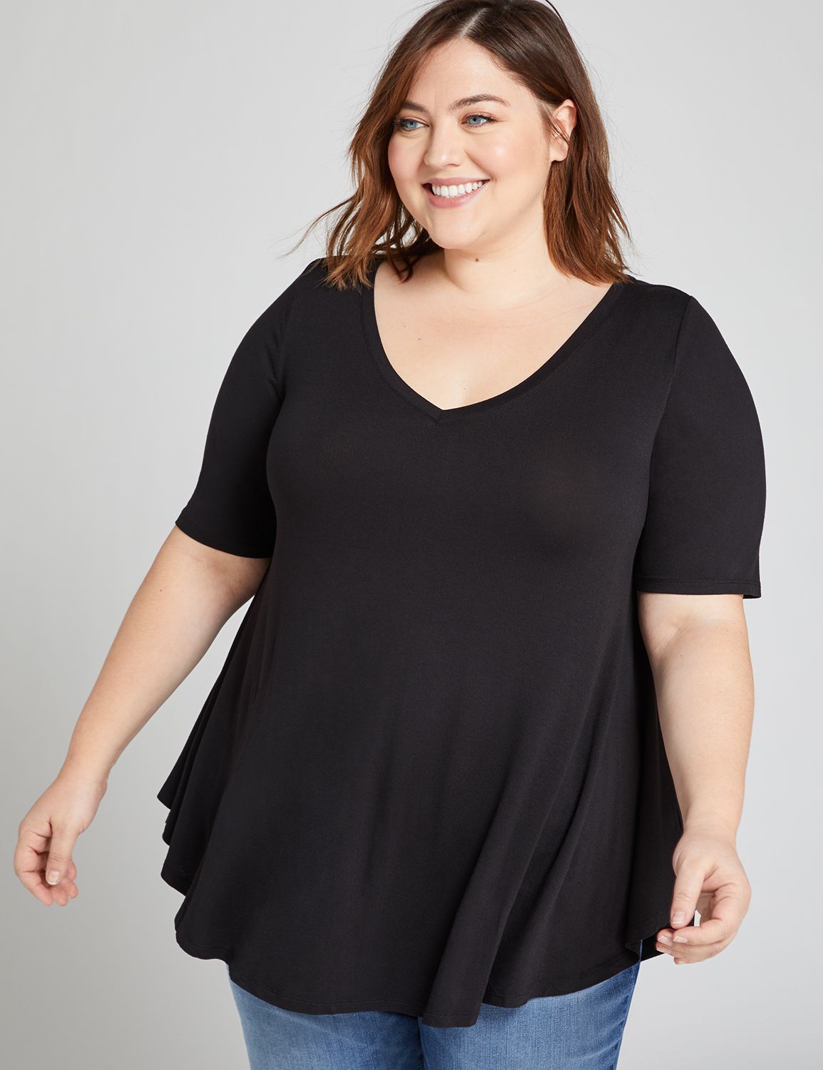 black v neck tunic top