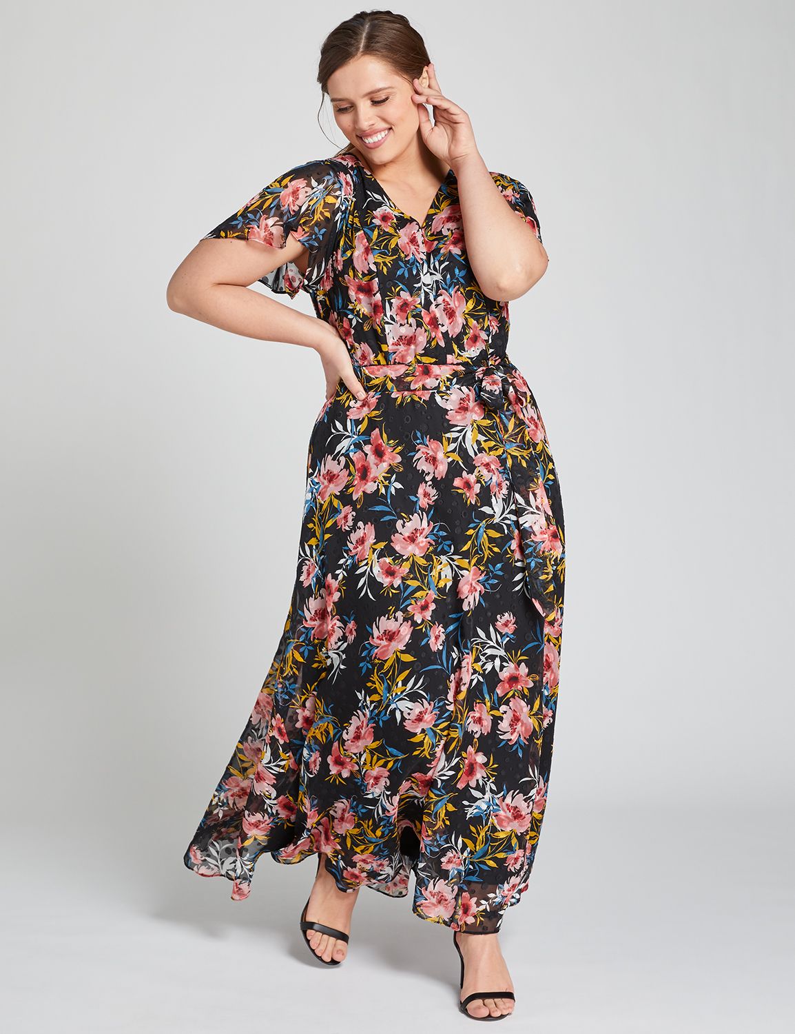 Textured Floral Maxi Dress | Lane Bryant