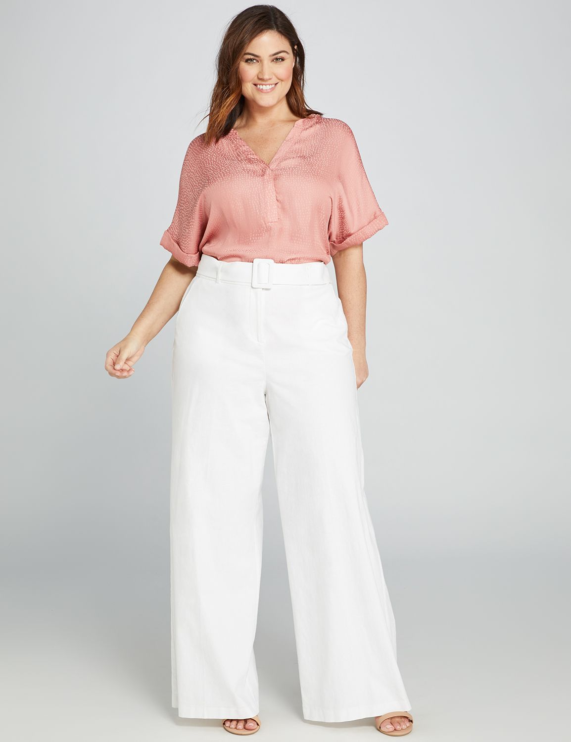 plus size wide leg high rise pants