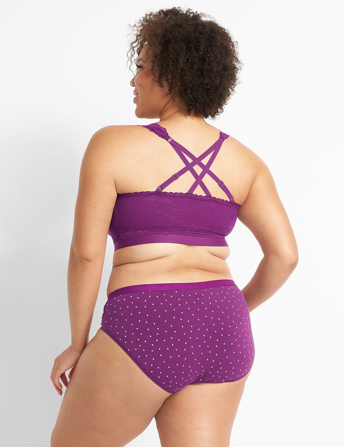 1109956-F Stretch Lace Strappy Back Bralette - SOLID:PANTONE Gloxinia:14/16 Product Image 2