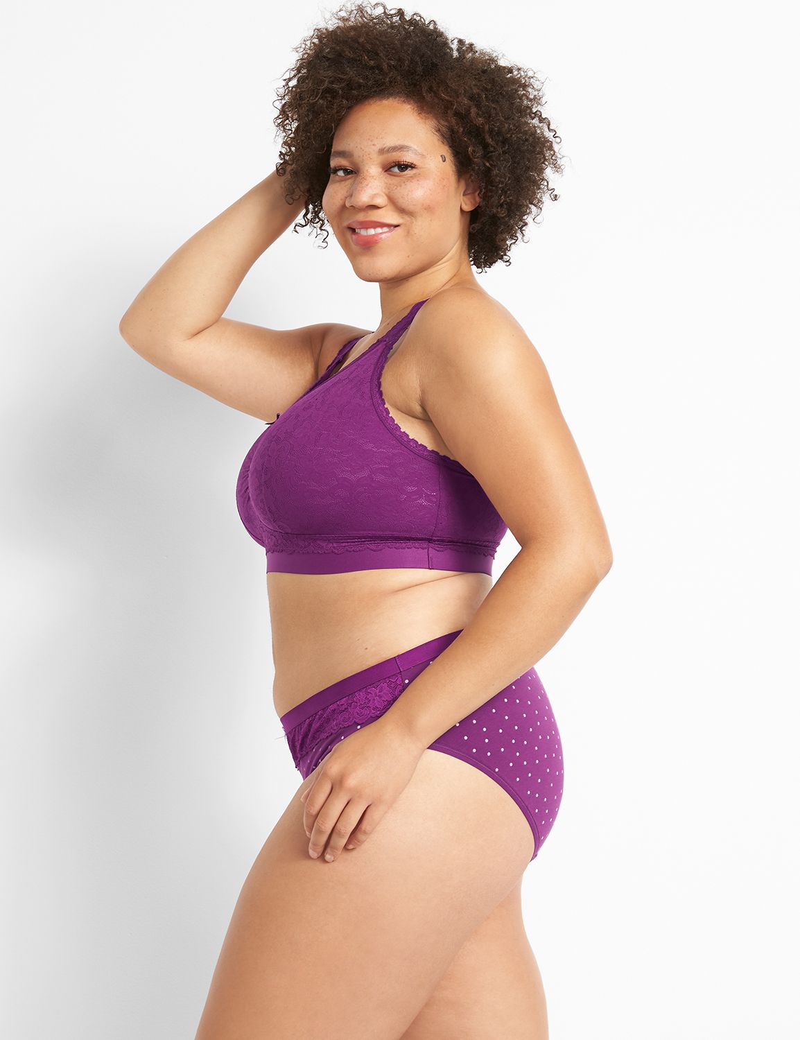 1109956-F Stretch Lace Strappy Back Bralette - SOLID:PANTONE Gloxinia:14/16 Product Image 3