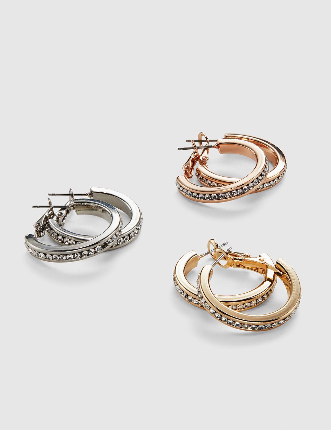 2.5" Mixed Metal A/O CZ Hoop 3 Pack Product Image 2