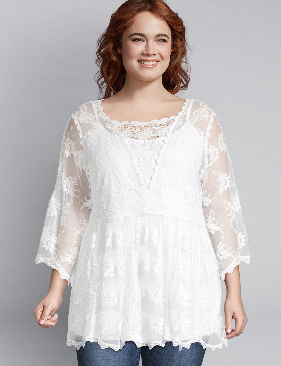 white lace top size 18