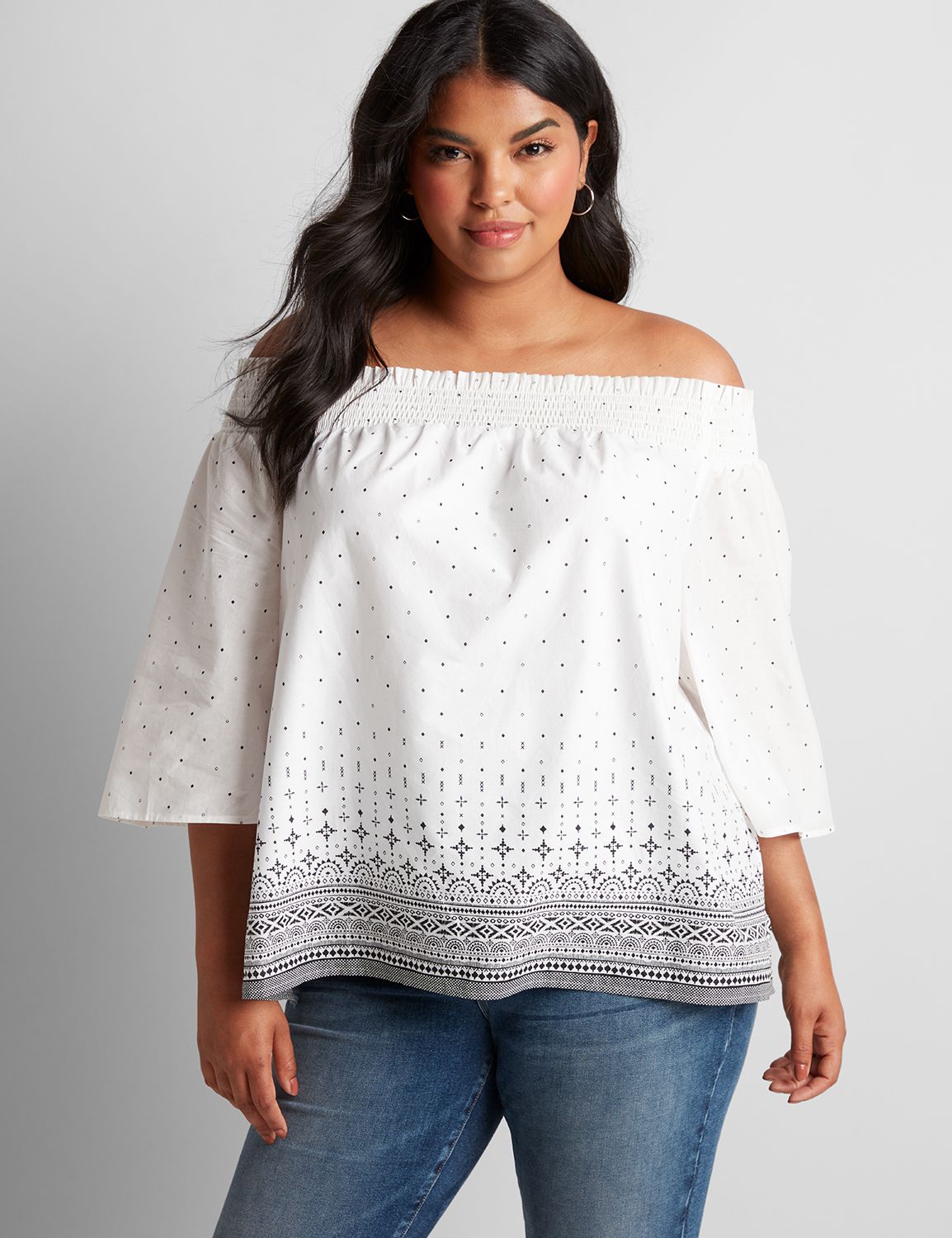 off the shoulder white shirt plus size