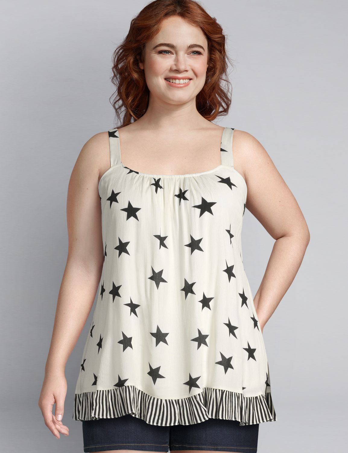 1111540 Star Print Swing Tank:LBSU19291_PRT-1912 V2 ThaliaStar_colorway1:14 Product Image 1