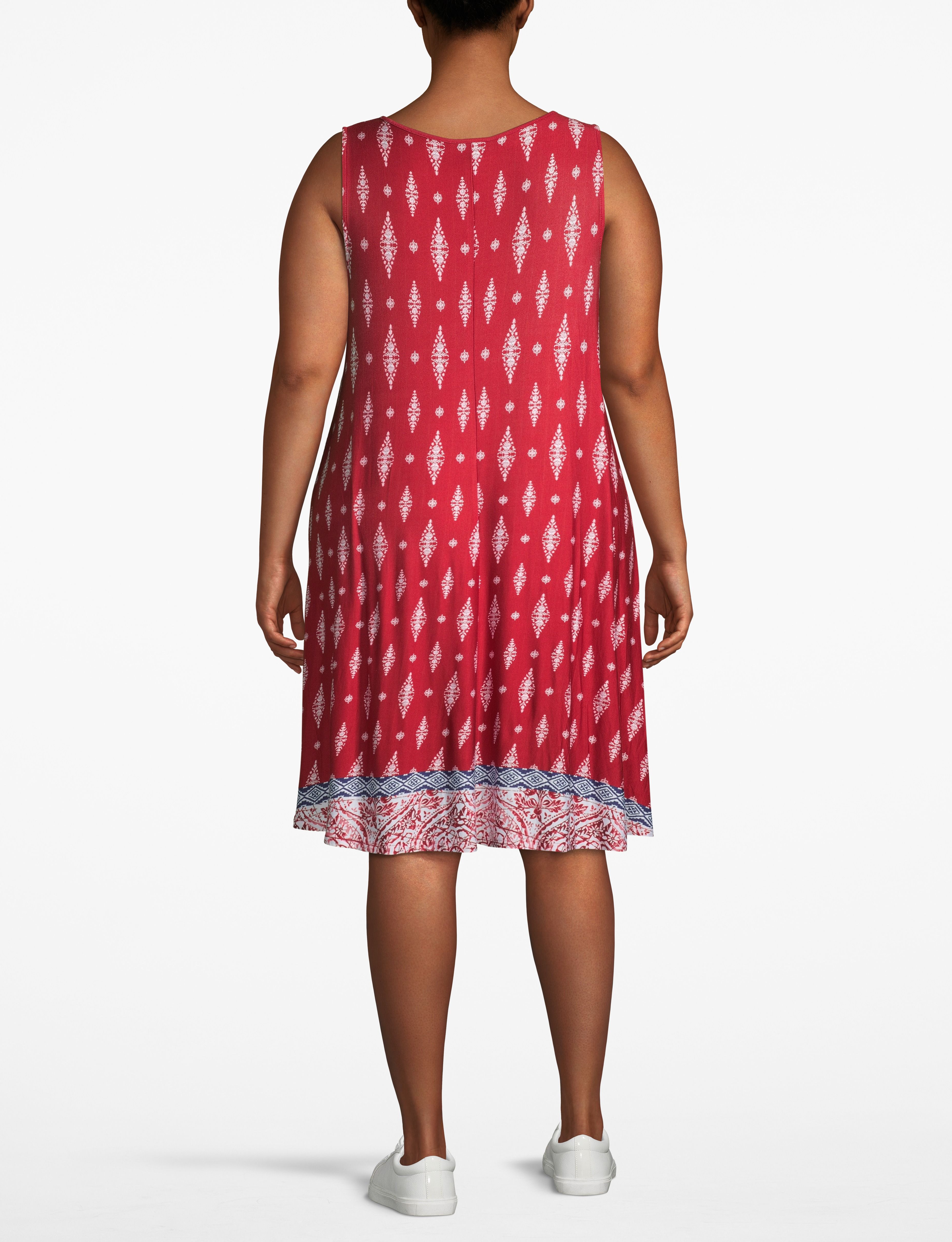 1114771- S LBO Sleeveless Swing Dress (190 gsm) (1111954):LBSU20149_HavanaDiamondBorder_colorway2:26/28 Product Image 2