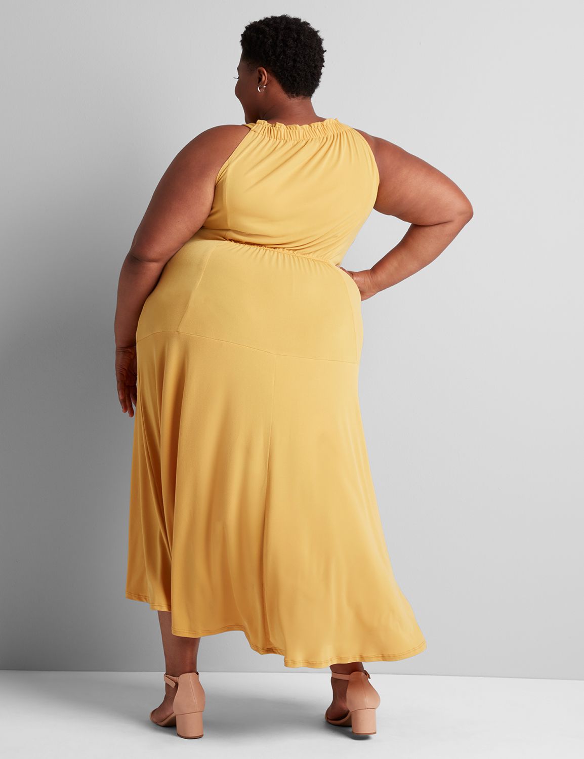 1113287 SLVLS HALTER MIDI:PANTONE Golden Spice:14/16 Product Image 2