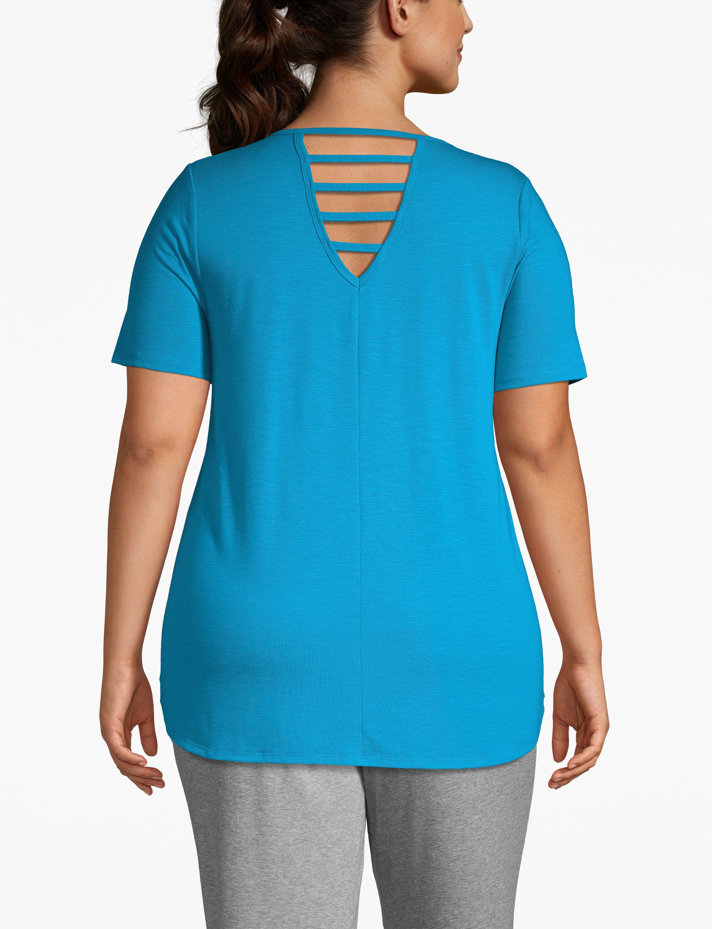 1113629 S LBO Straight Lattice Back Top GRAPHIC:PANTONE Blue Jewel:26/28 Product Image 2