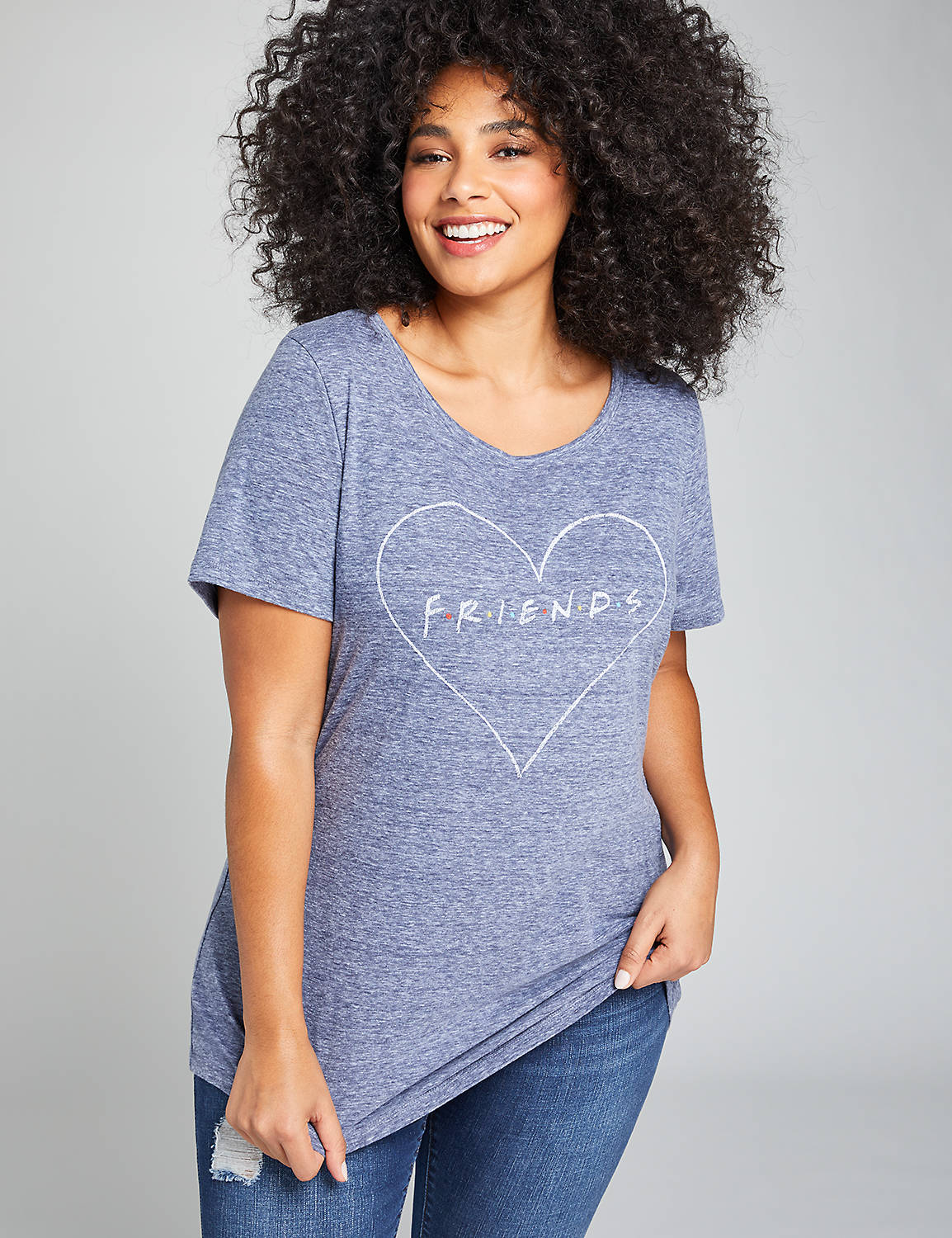 Crew Neck Tee Graphic: Friends Heart:New Navy:14/16 Product Image 1