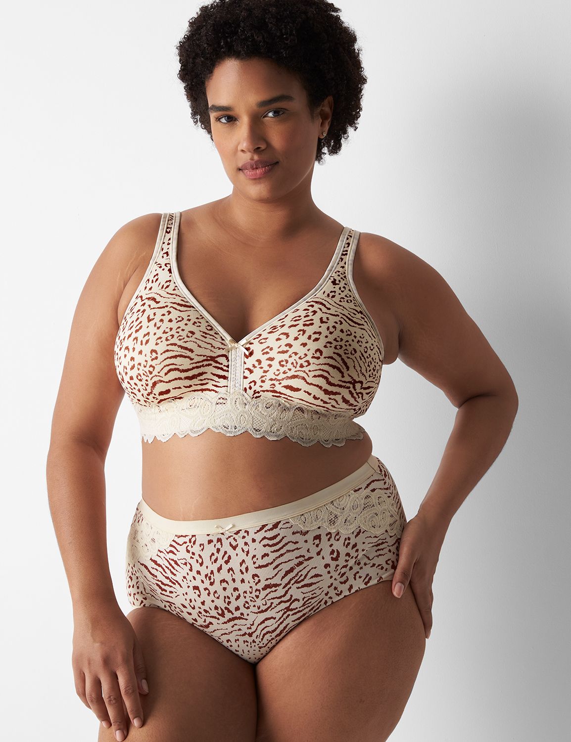 Cotton Full Brief Panty With Lace Trim | LaneBryant