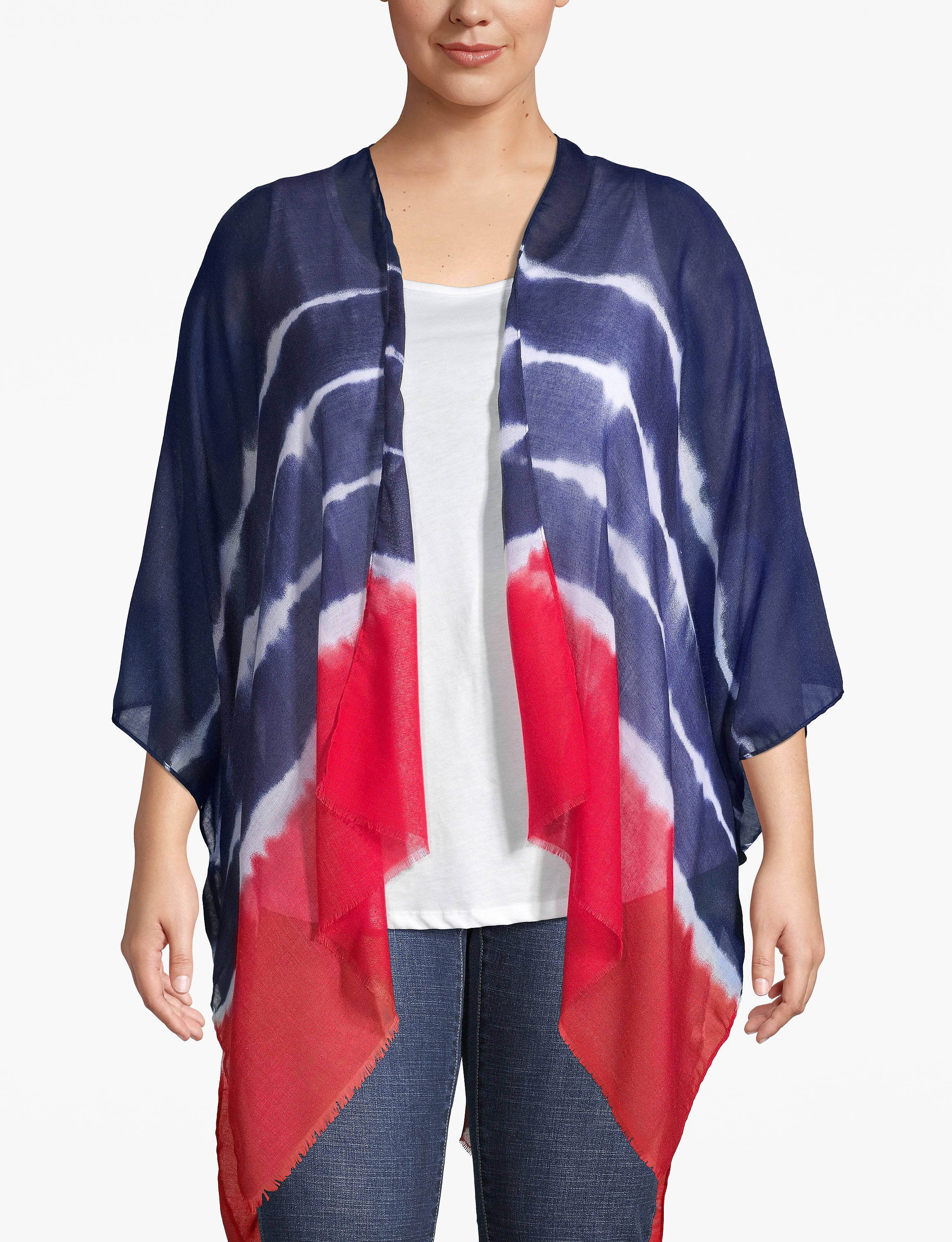 1112168 - S LBO Lt. Wt. Printed Overpiece:Blue Ribbon/ Ribbon Red Placed Tie-Dye (LBO):ONESZ Product Image 1