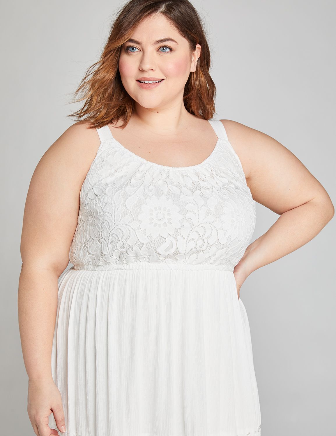 Lace-Inset Midi Dress