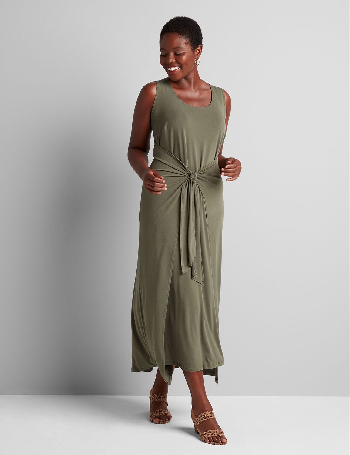 midi tie front dress