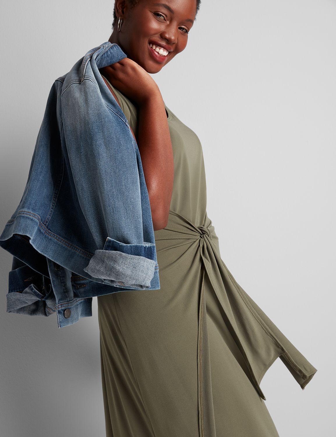 1115104 SLVLS TIE FRONT ILLUSION MIDI:Oakmoss 83-0007-14:14/16 Product Image 3