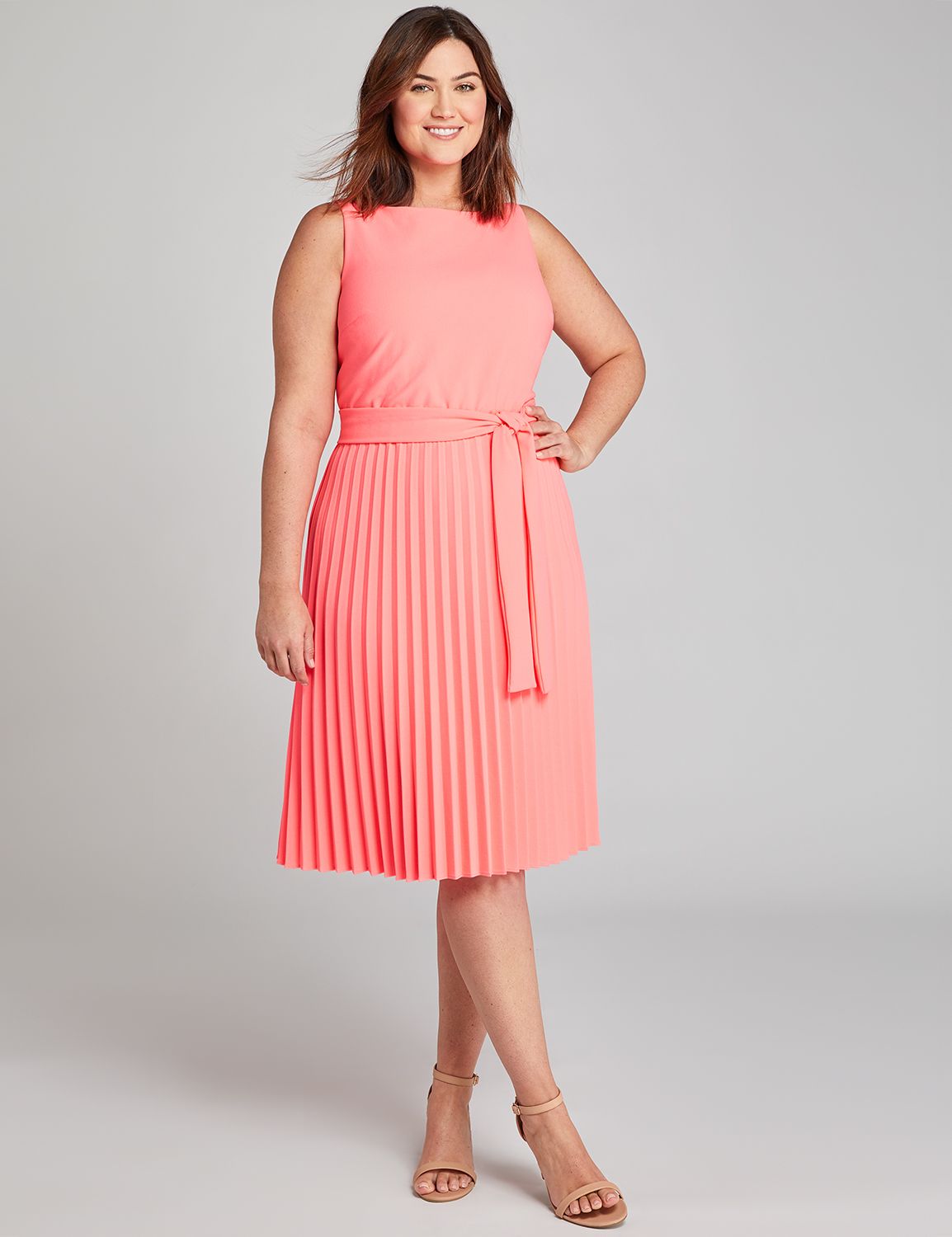 pink fit and flare dress plus size