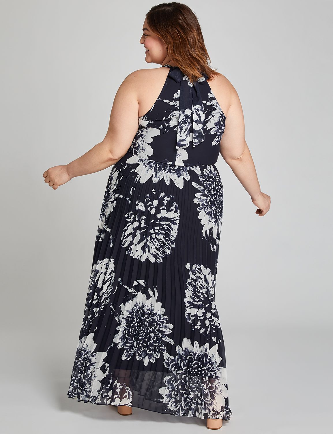 Pleated Hem Halter Maxi main image 0