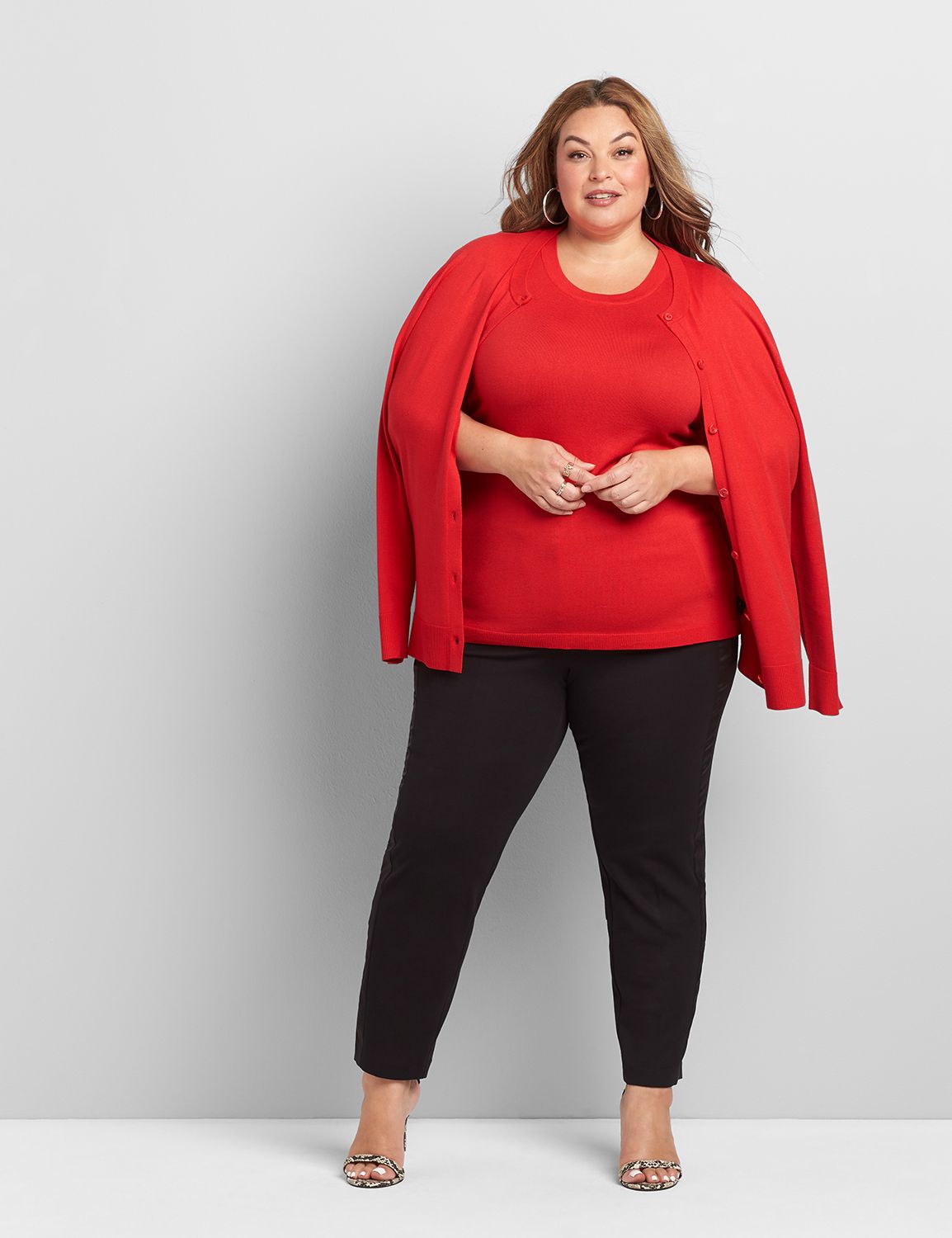 1114195 Sleeveless Crewneck Shell Sweater:PANTONE Racing Red:14/16 Product Image 3