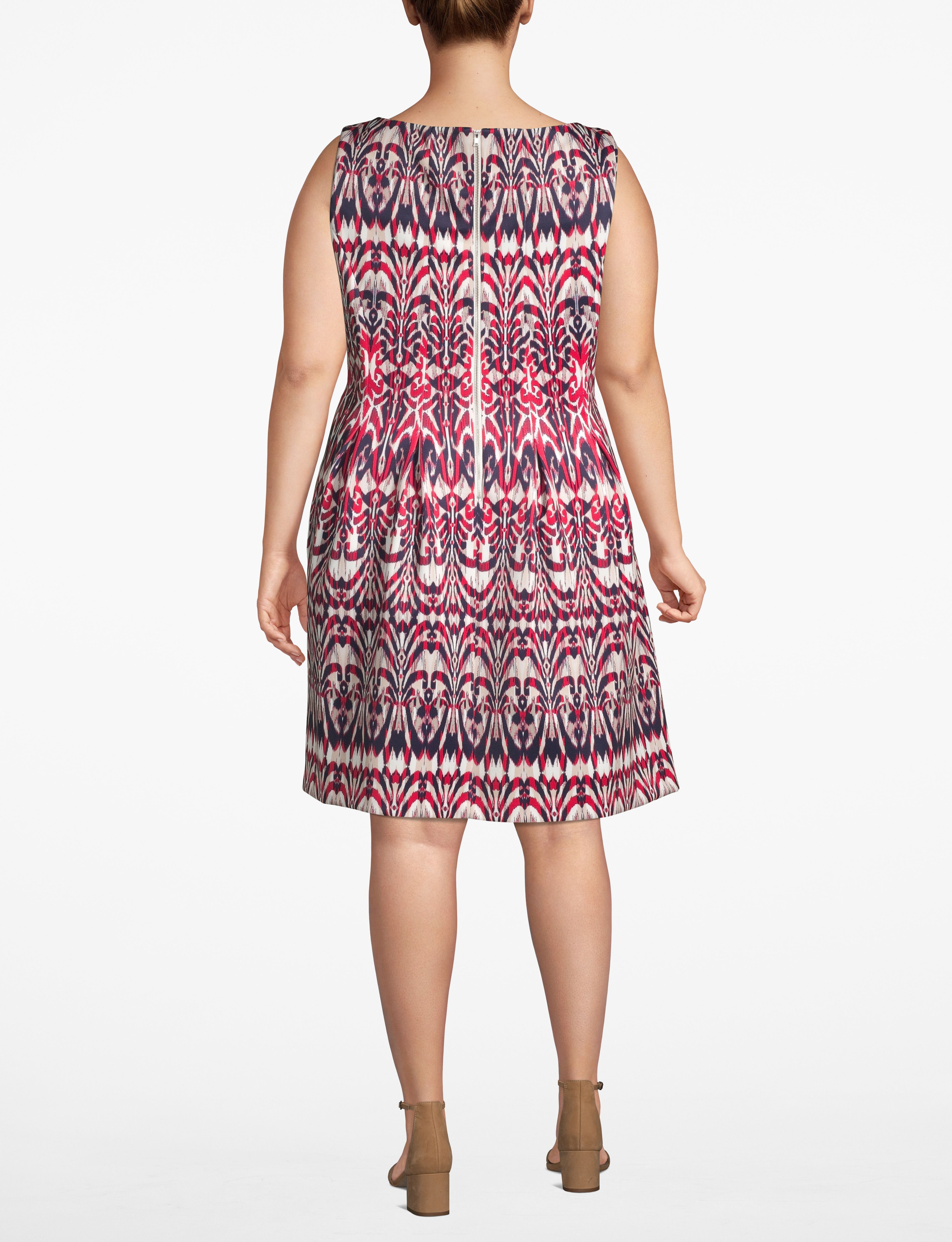 1115814- S LBO Sleeveless Fit and Flare Scuba Dress:Navy/ Red Motif (LBO):14 Product Image 2