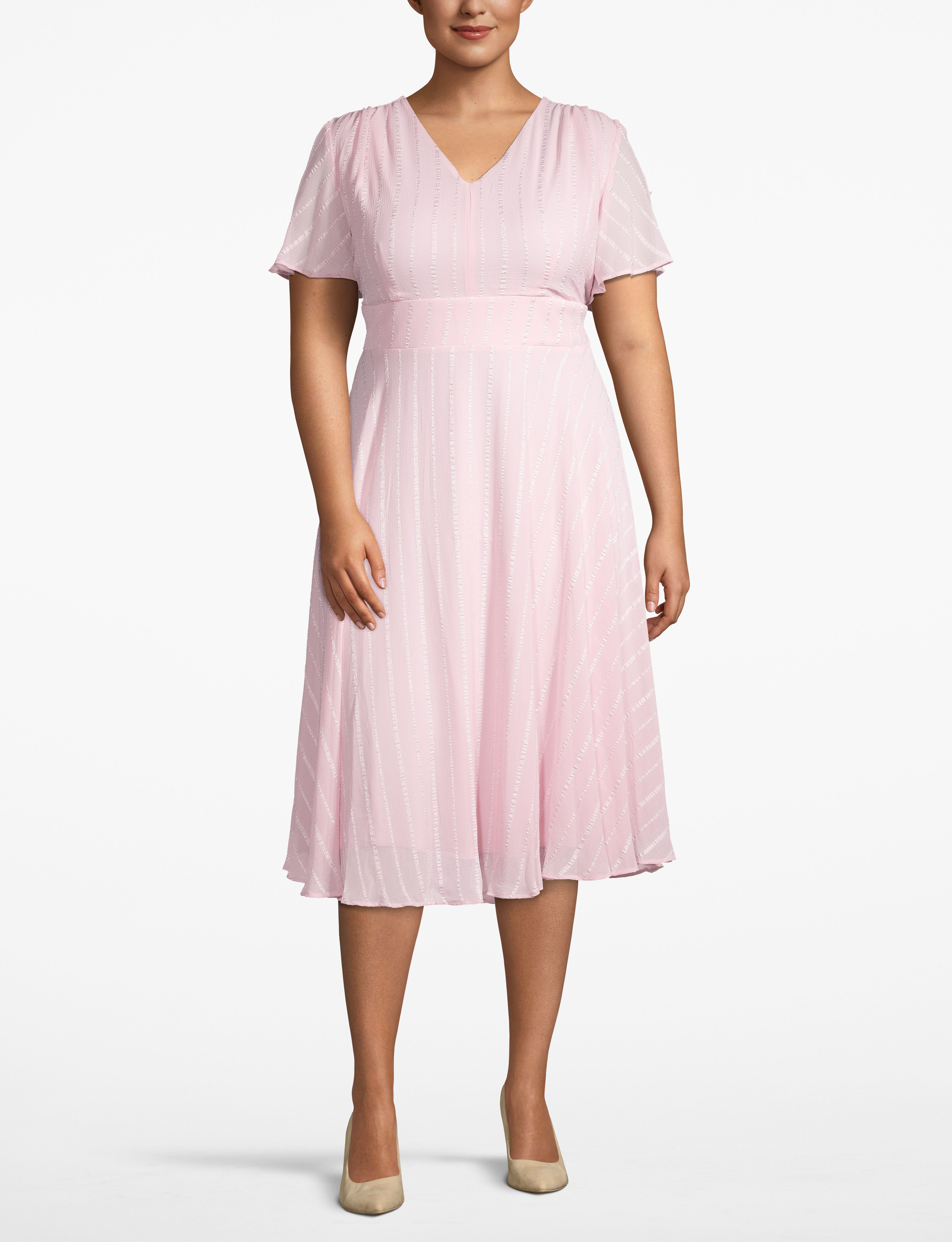 1115806- S LBO Chiffon Stripe Dress:Blush Dobbie Stripe (LBO):16 Product Image 1