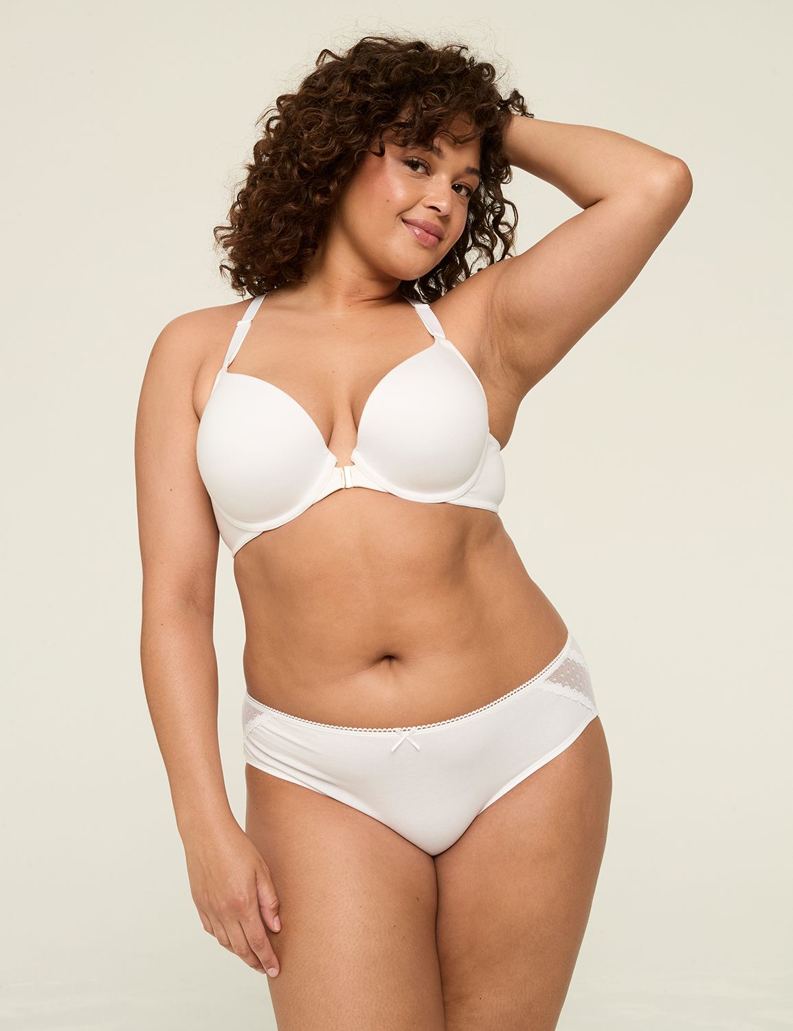 Lane Bryant Cacique 46DDD White Cotton Boost Push Up Plunge Bra STAINS