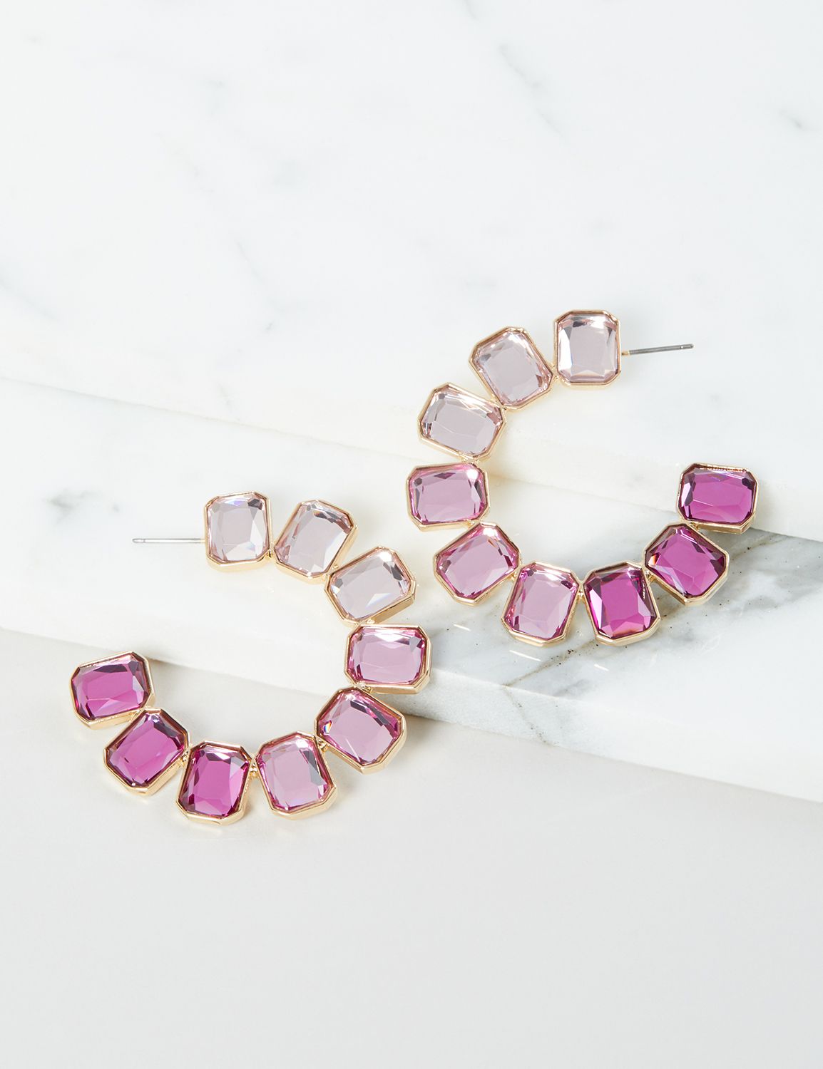 A/O CZ Ombre Plum Hoop Earrings:Pink Dahlia CSI 0304157:ONESZ Product Image 1