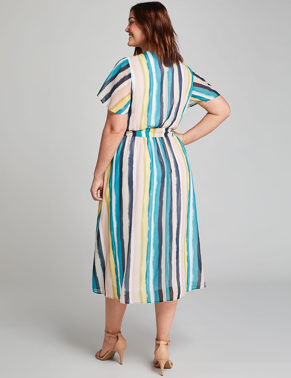 1113449 FLUTTER SS V-NECK MIDI:LBSU20175C_SmallHamptonStripes_colorway1:14 Product Image 2