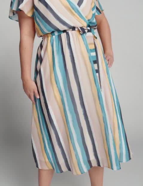 1113449 FLUTTER SS V-NECK MIDI:LBSU20175C_SmallHamptonStripes_colorway1:14 image number 0