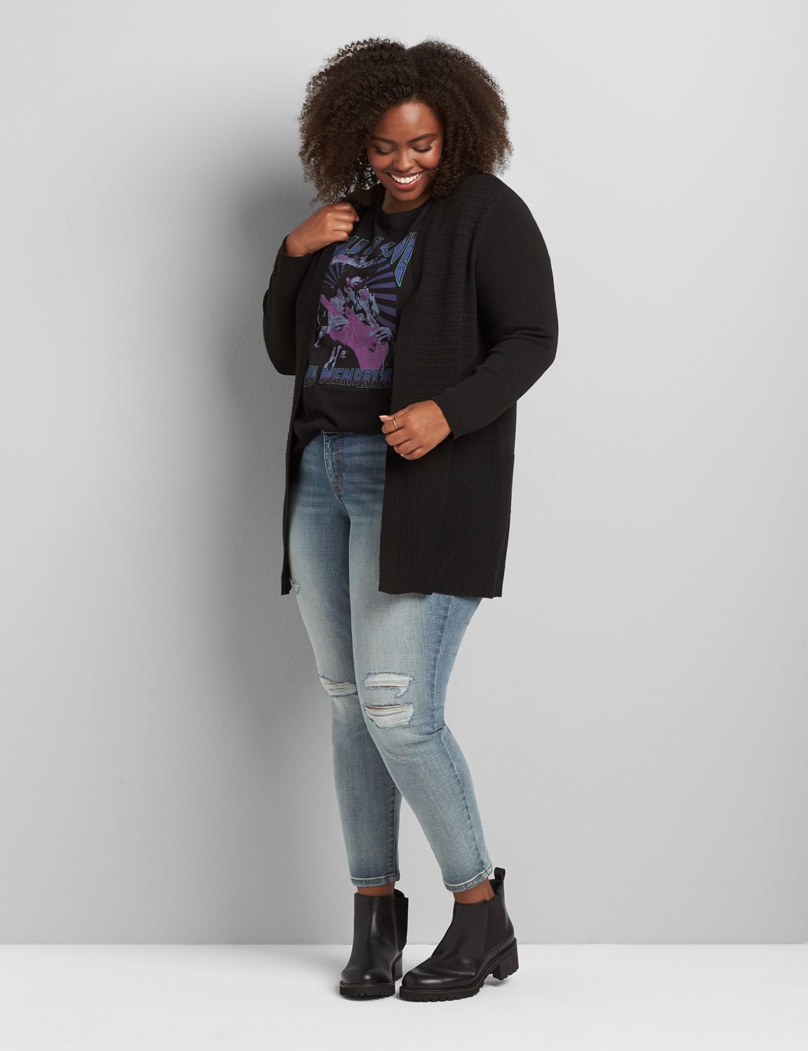 pointelle stitch cardigan