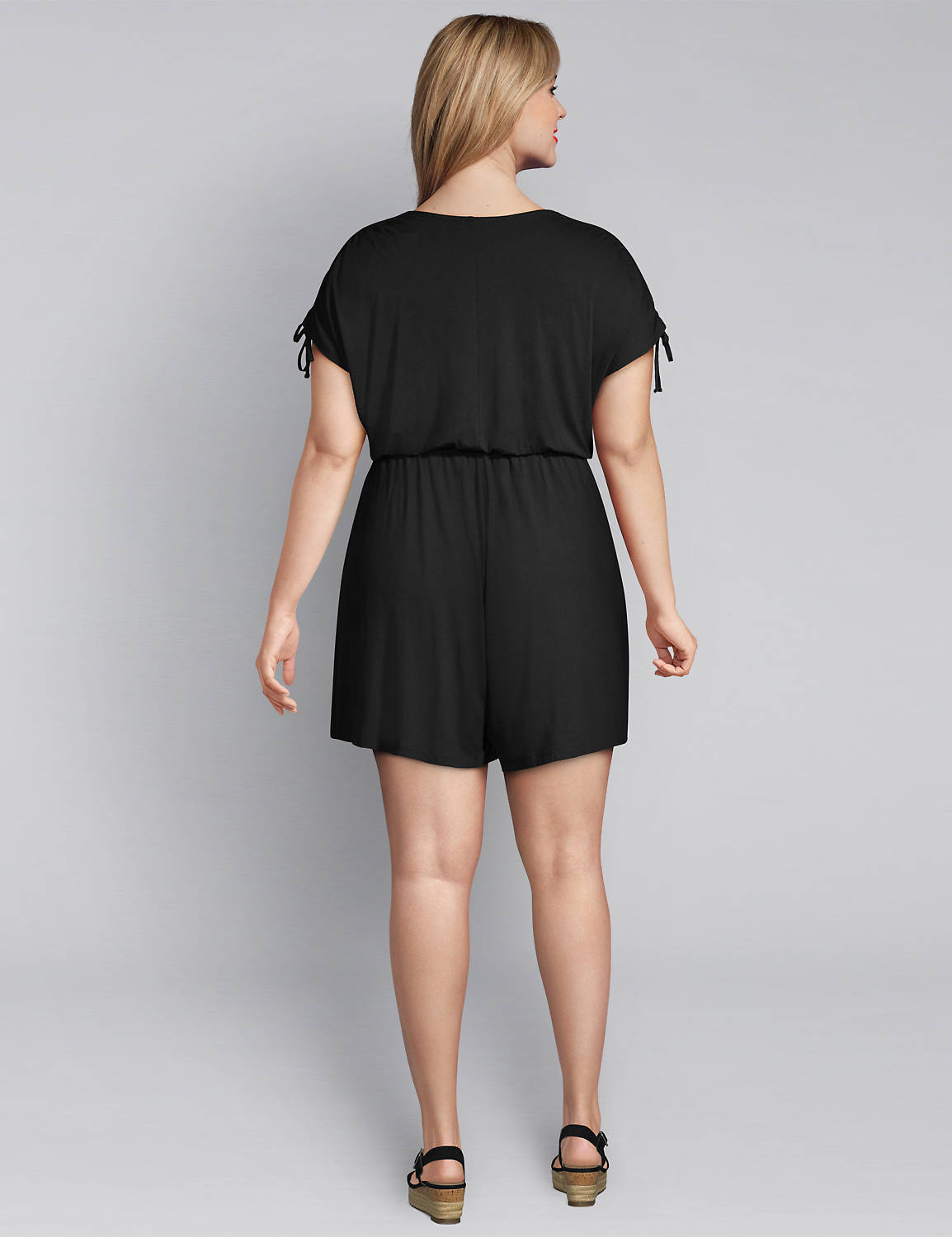 1113469 SH RUCHED SH ROMPER - 49.95:Pitch Black LB 1000322:14/16 Product Image 2