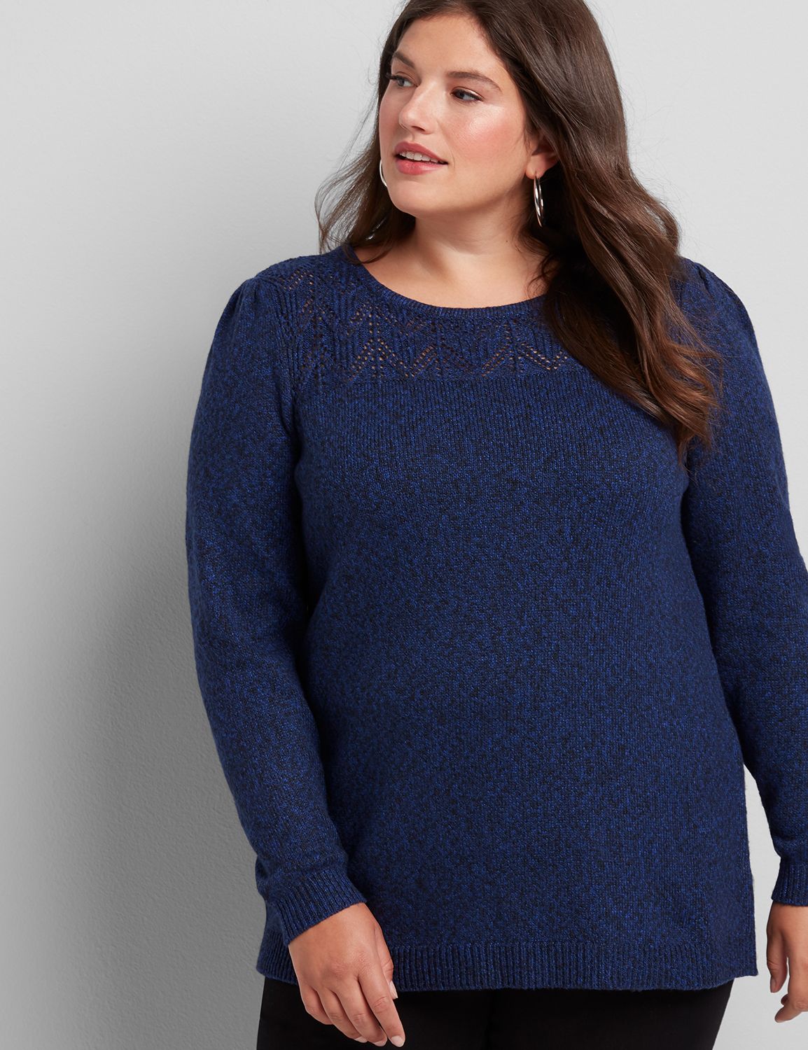 Lane Essentials Pointelle-Yoke Sweater