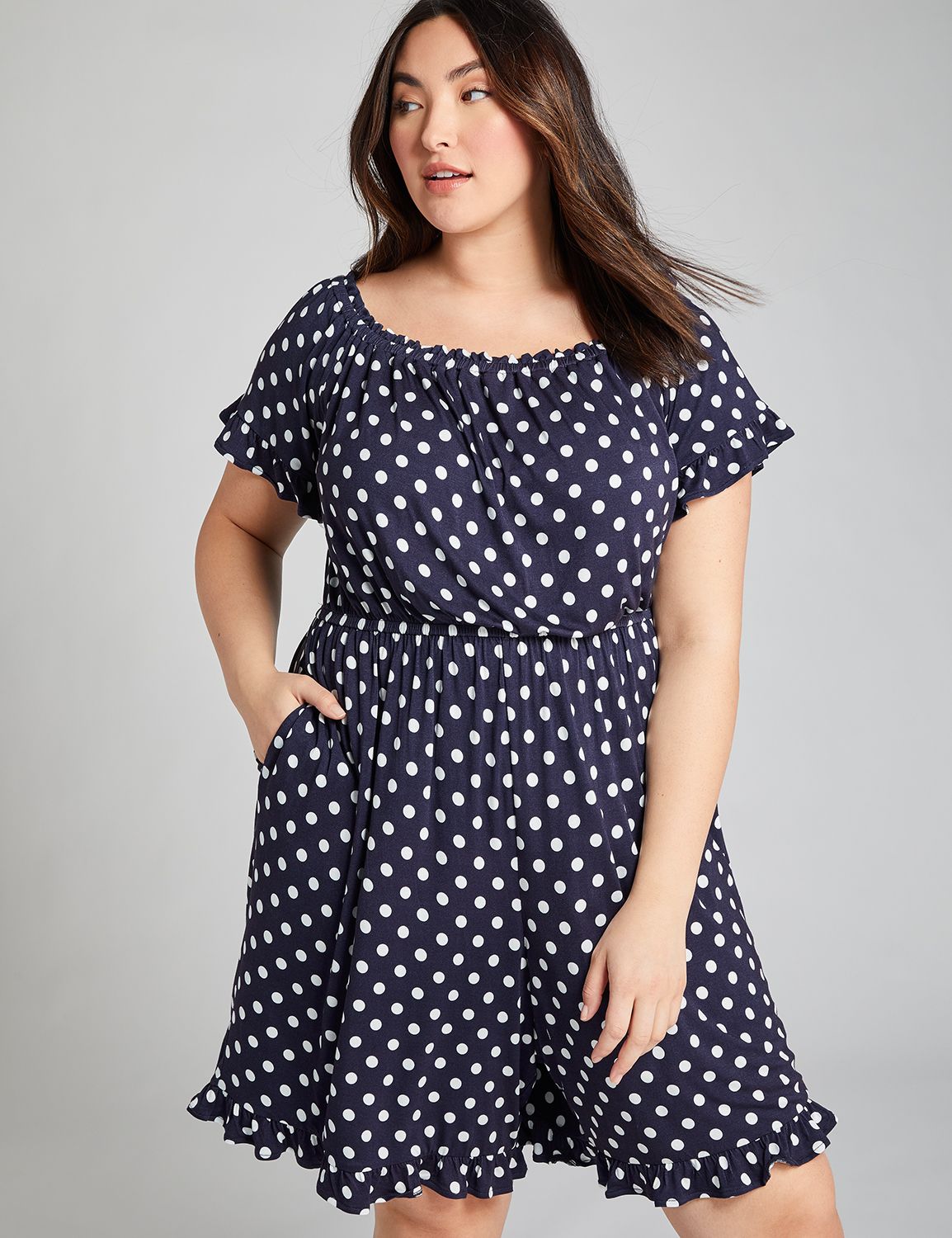 1102901 SS CONVERTIBLE CASUAL ROMPER:LBSU20165_ClassicMediumPolkaDot_colorway2:14/16 Product Image 3