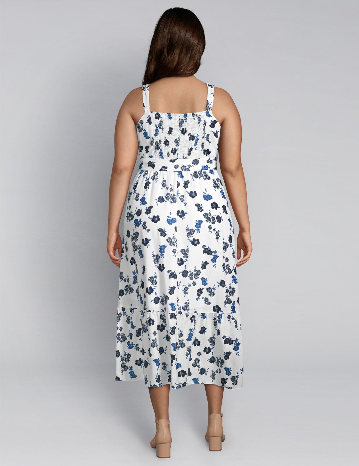 1111921 SLVLS SMOCKED BACK HI-LOW MIDI:LBSU20187_NapaLinearDitsy_colorway3:16 Product Image 2
