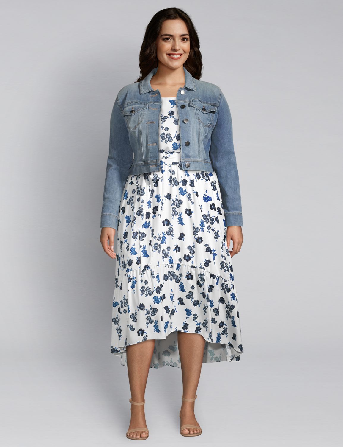 1111921 SLVLS SMOCKED BACK HI-LOW MIDI:LBSU20187_NapaLinearDitsy_colorway3:16 Product Image 3