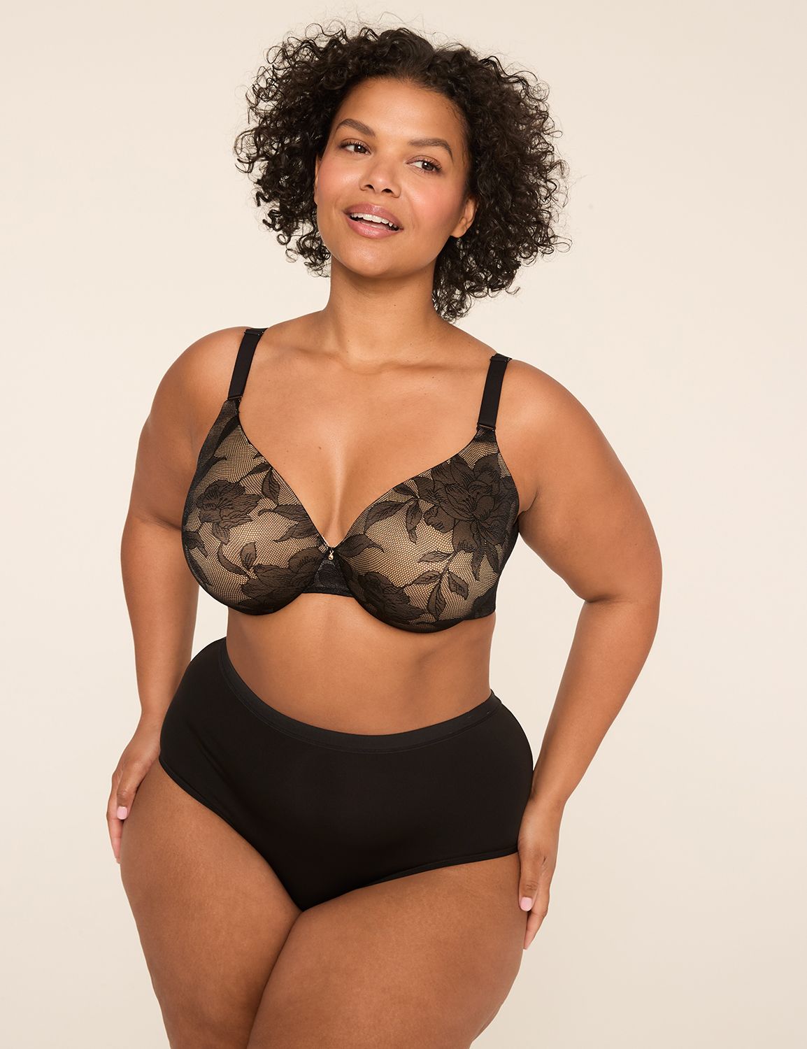 Cacique Lane Bryant Smooth Balconette Bra Satin Black 42G Size