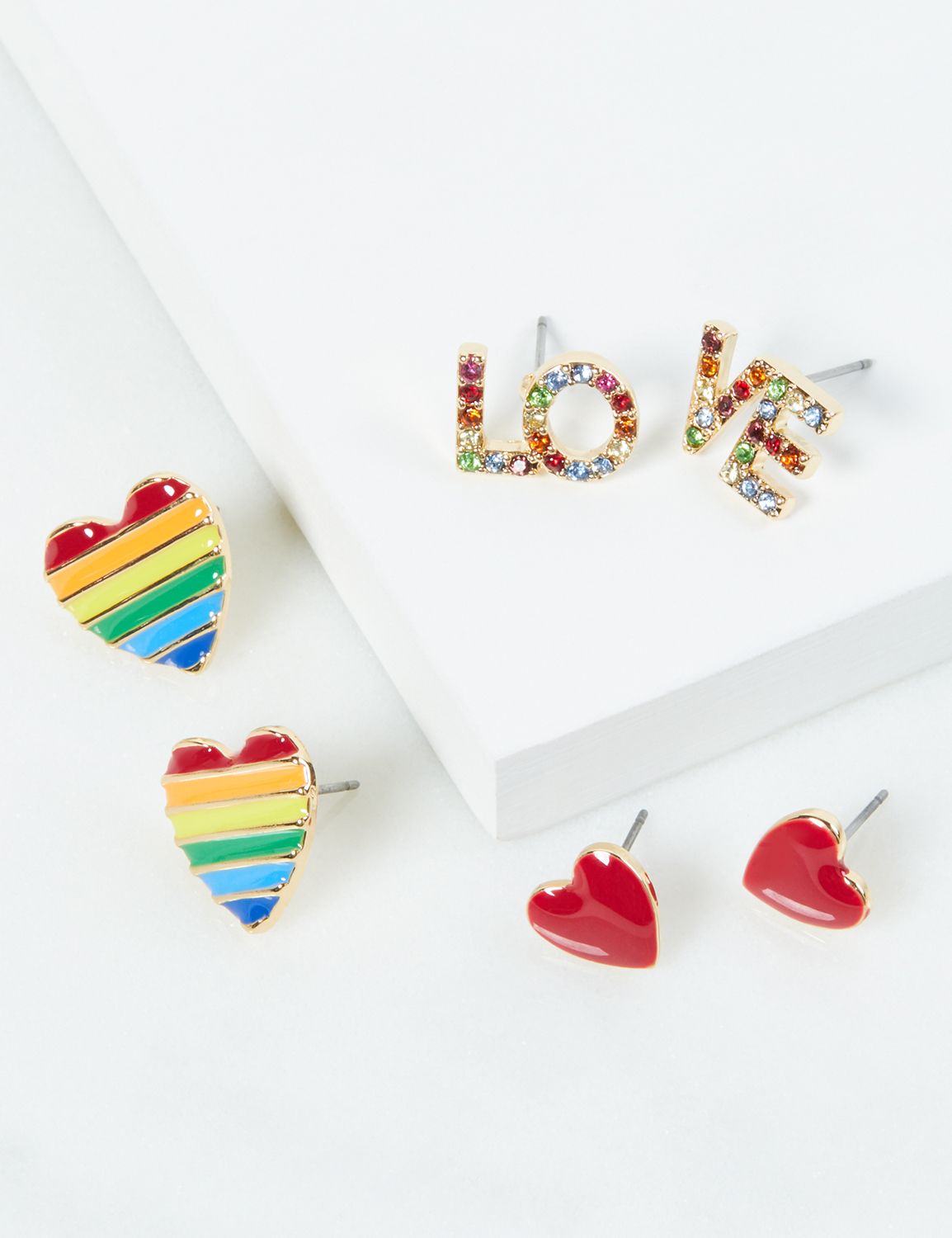 Pride 3 Pack Earrings:LBSU20136_PrideStripe_colorway1:ONESZ Product Image 1
