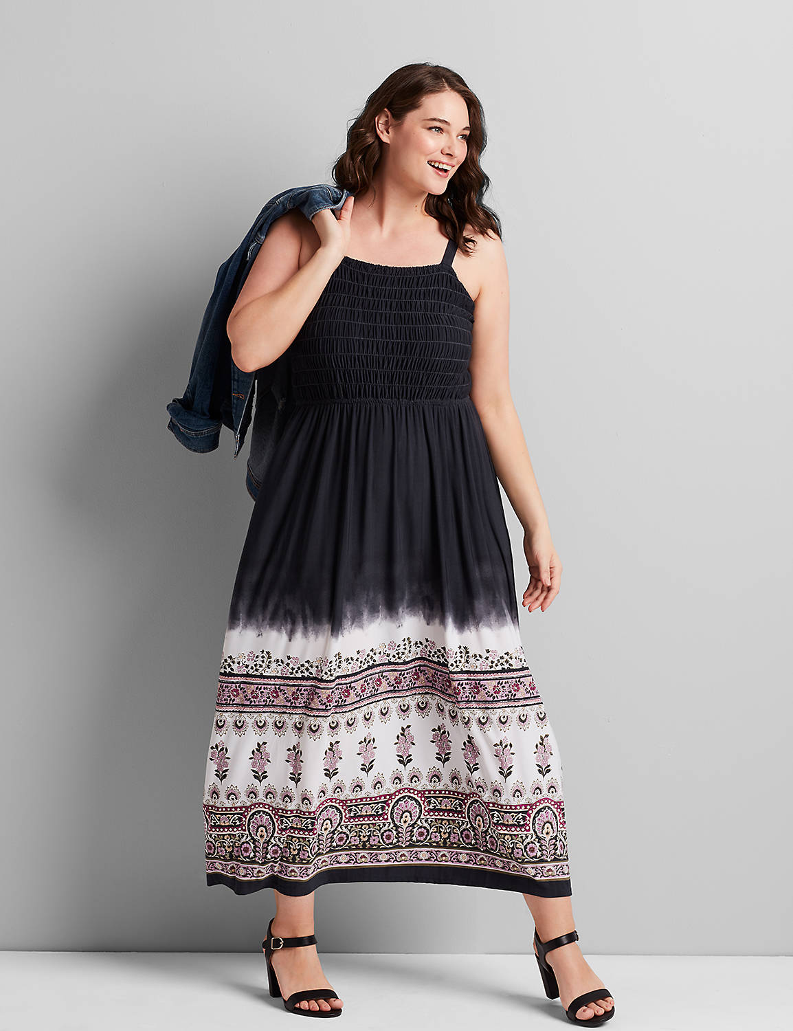 1114897 BARE SMOCKED BODICE MAXI:LBSU20336_TravelerFloralBoarder_Colorway1:14/16 Product Image 1