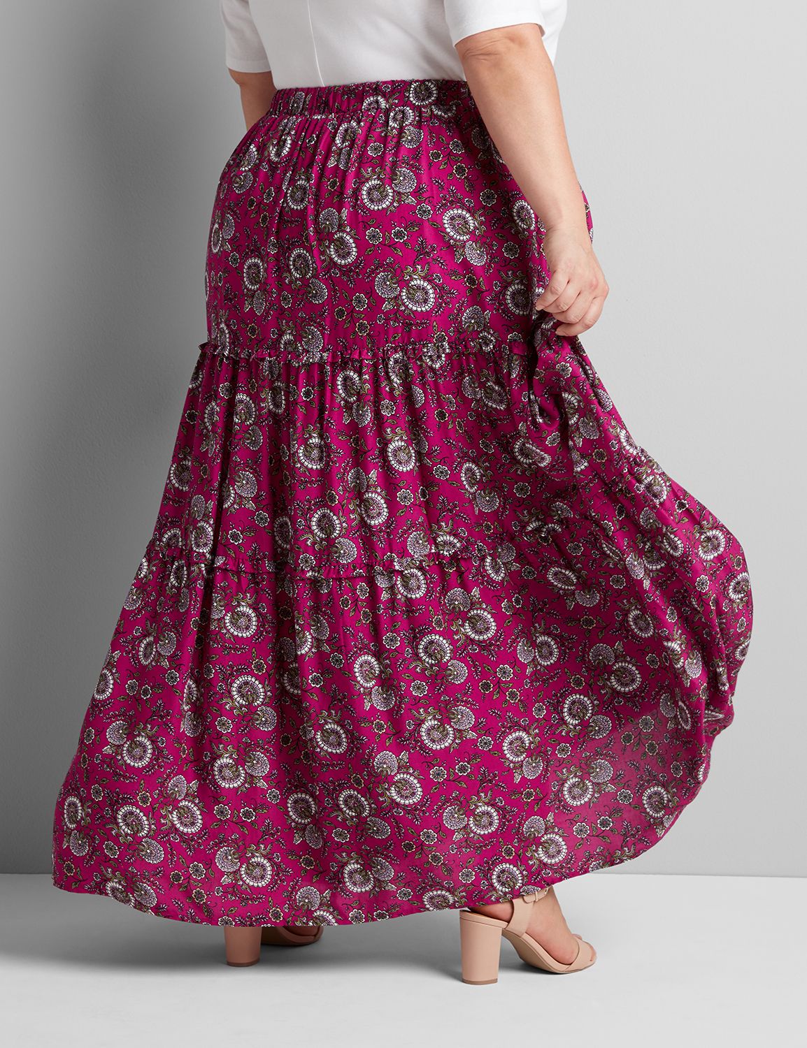 1112678 PULL ON TIERED MAXI SKIRT:LBSU20340_MoroccanDitsy_colorway2:14/16 Product Image 2