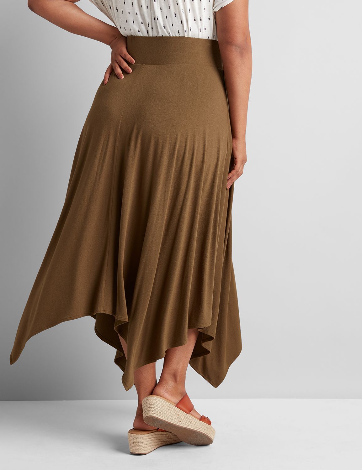 1112692 HANDKERCHIEF HEM MIDI SKIRT:Dried Sage CSI 0900915:14/16 Product Image 2