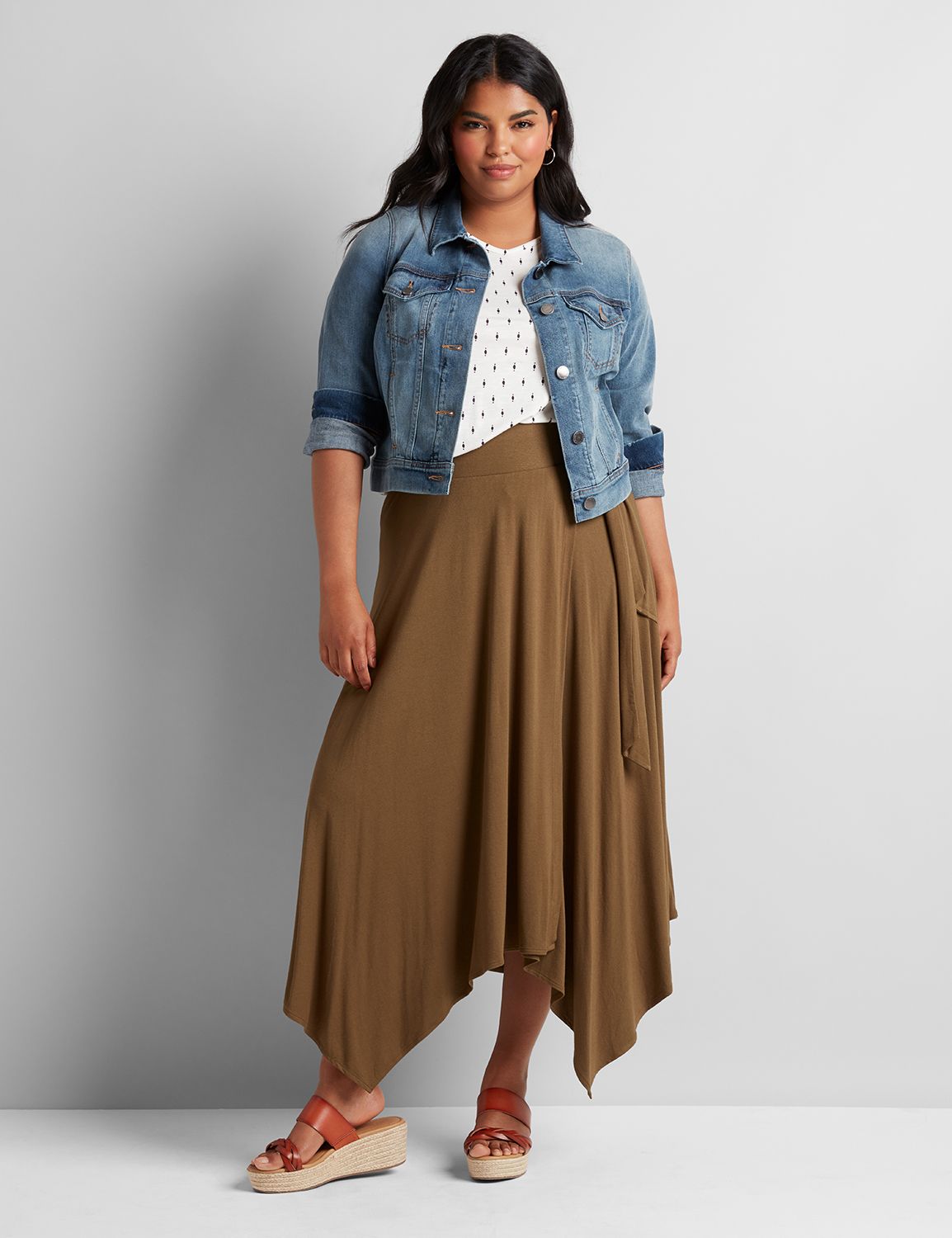 1112692 HANDKERCHIEF HEM MIDI SKIRT:Dried Sage CSI 0900915:14/16 Product Image 3