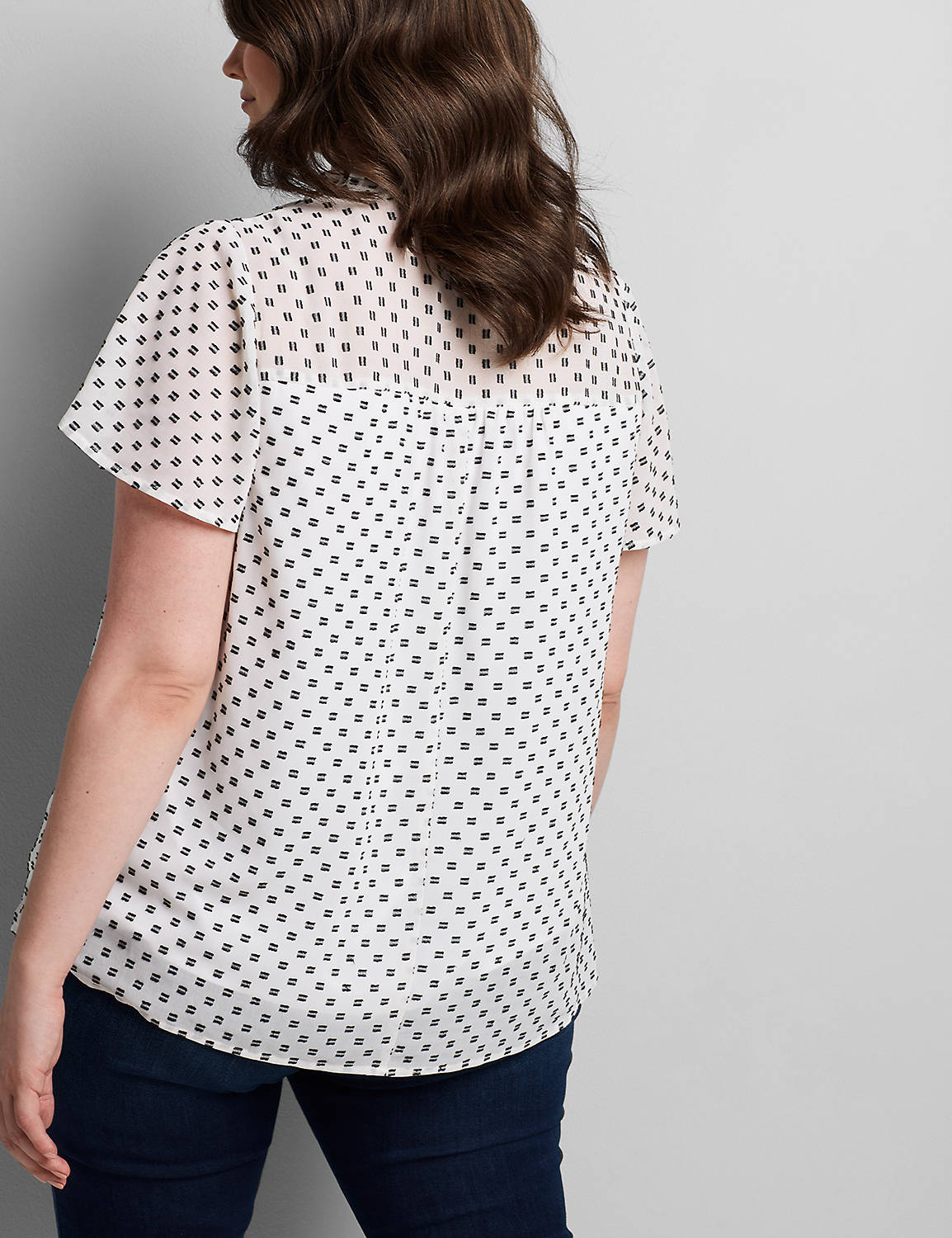 Short Sleeve Flutter Vneck with Ties Clip Dot Top 1114201:Ivory Rose CSI 1200318:12 Product Image 2