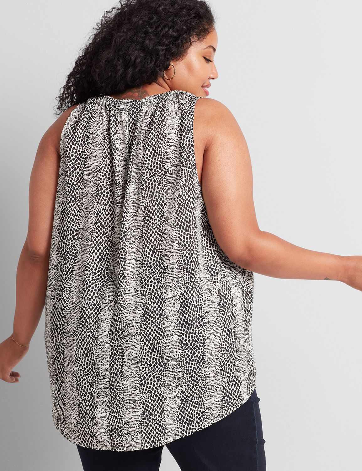 Sleeveless Halter Neck Shell with Neck Tie Top 1114500:LBF20219_AnimalStripe_colorway2:12 Product Image 2