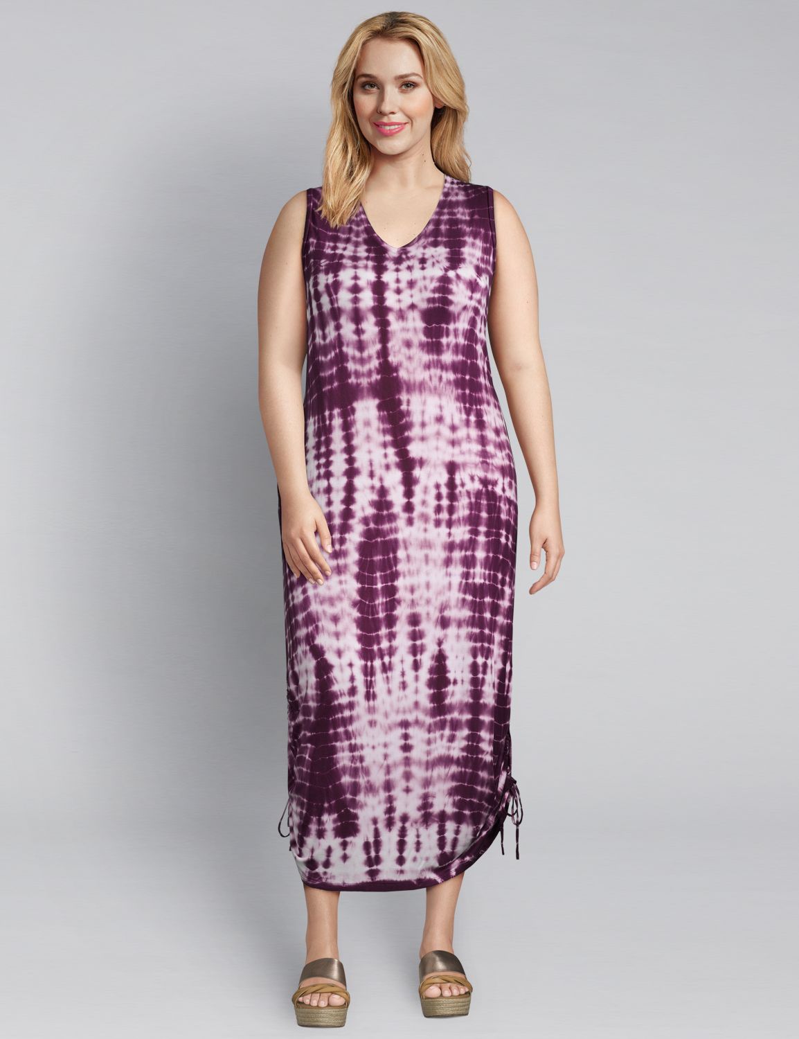 Tie Dye Side Tie Midi Dress