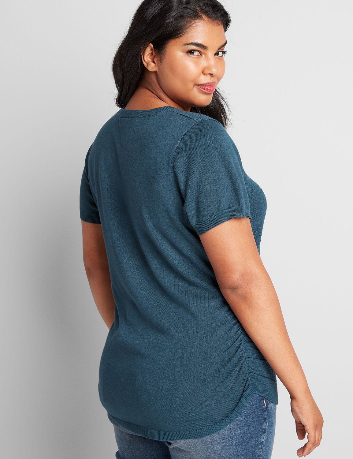 Short Sleeve Crew Pullover in Texture Stitches 1113569:Moody Jade CSI 0503066:26/28 Product Image 2
