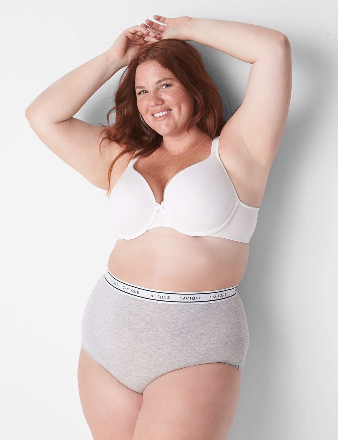 CACIQUE COTTON HIGH-LEG Brief Panty Light Heather Grey Lane Bryant