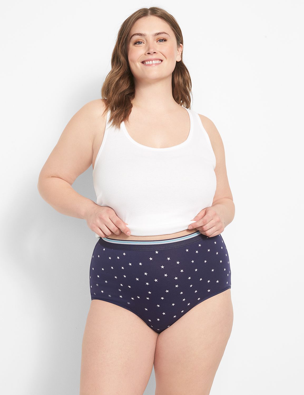 Cotton High Waist Brief Shimmer Str Product Image 1