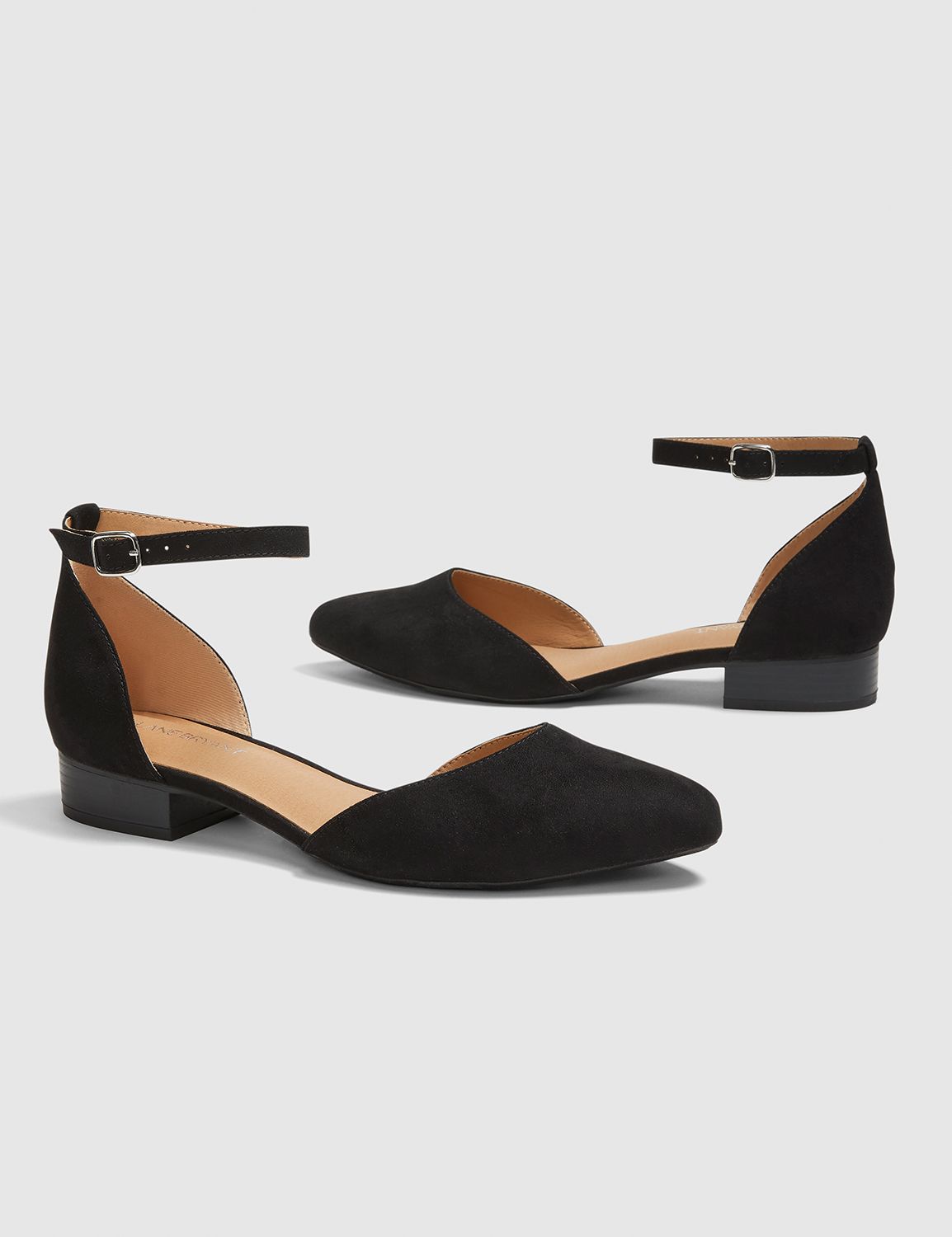 Dream Cloud Two-Piece Ankle Strap Flat - Black Faux Suede